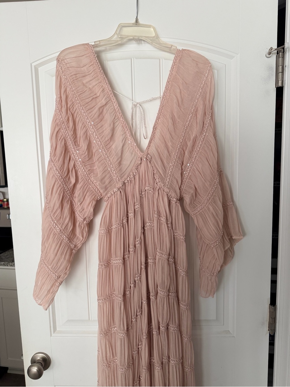 Blush Pink Boho V-Neck Maxi Dress Maternity